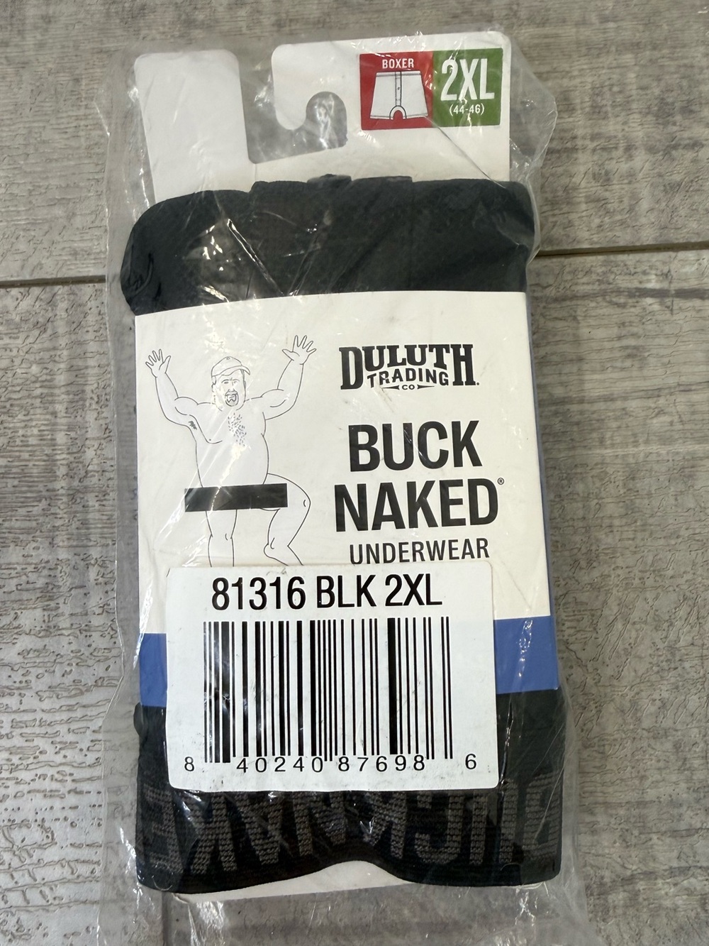 Duluth Trading Co Buck Naked Men Black Boxer Underwear 81316 2XL (44-46)